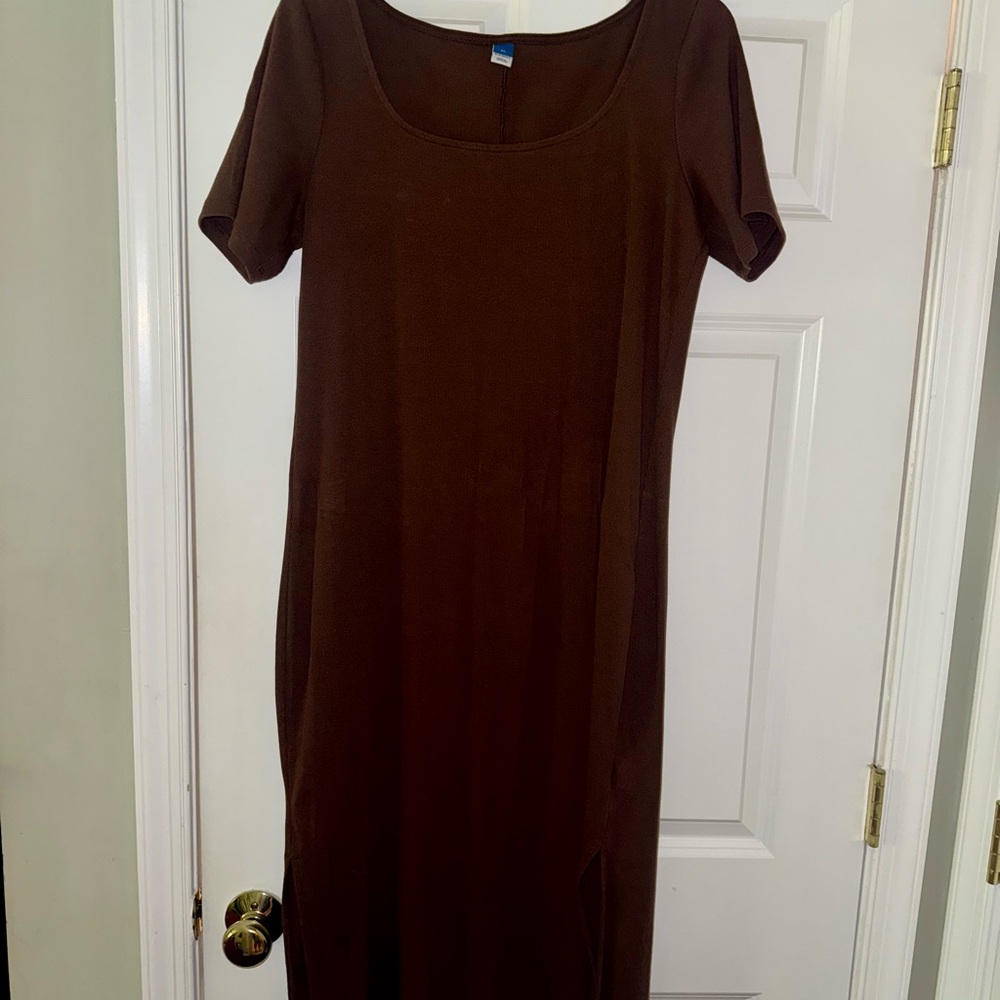 Old Navy Brown Sheath Dress Short Sleeve Midi